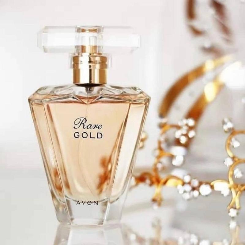 Rare Gold Eau de Parfum by Avon - 50ml. Crown your most glistening look with opulent golden melon, fresh orange flower and indulgent vanilla for a timeless perfume that stays with you all day. 1