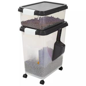 50L Plastic Pet Food Storage Bin Set for Dogs and Cats - Black