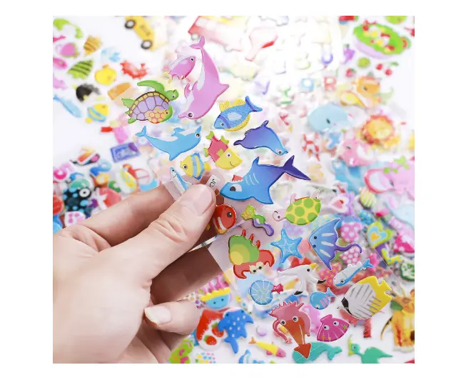 3D Stickers for Kids Toddlers Vivid Puffy Kids Stickers 24 Different Sheets Over 550, Coloured 3D Stickers for Boys Girls Teachers as Reward, Gift, Craft Scrapbooking 2