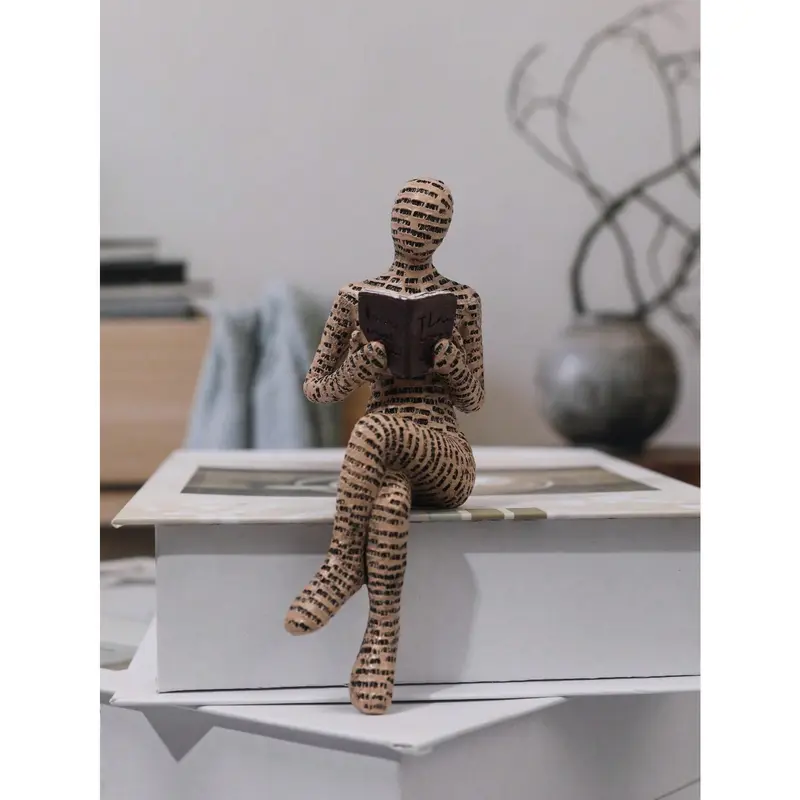 2025 1pc Resin Abstract Figurine Reading A Book Shape Home Decoration Ornament Best Gifts Birthday New 4