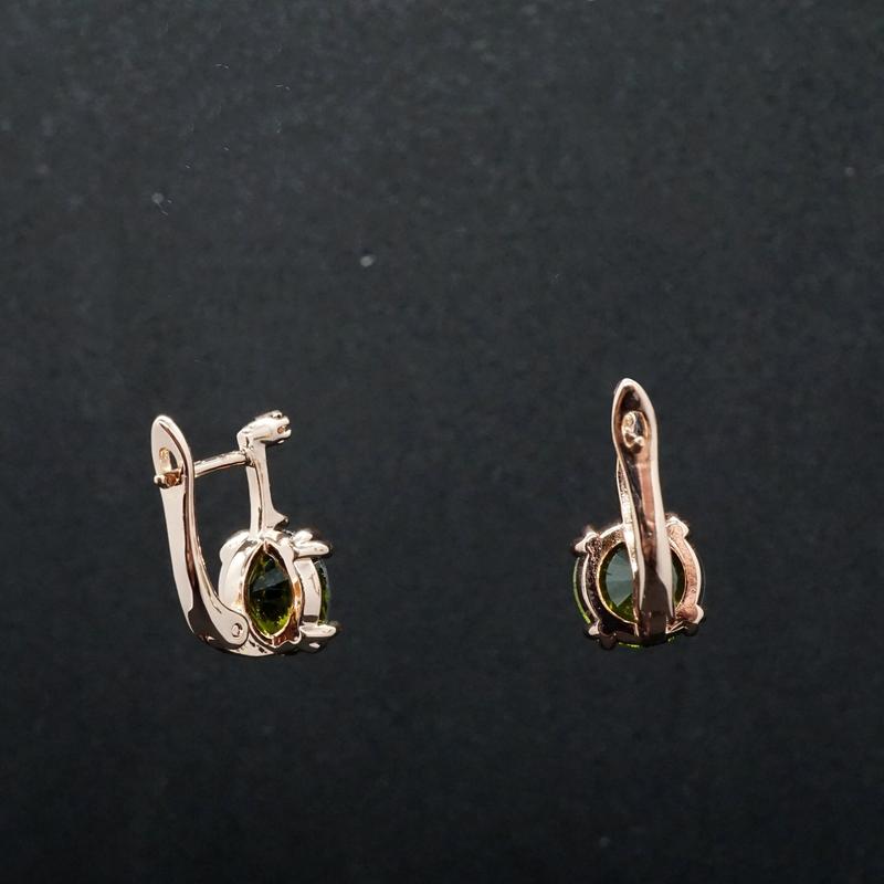 Jessica X - Rose Gold Red,Green,Blue Sapphire Small Drop Earrings 2