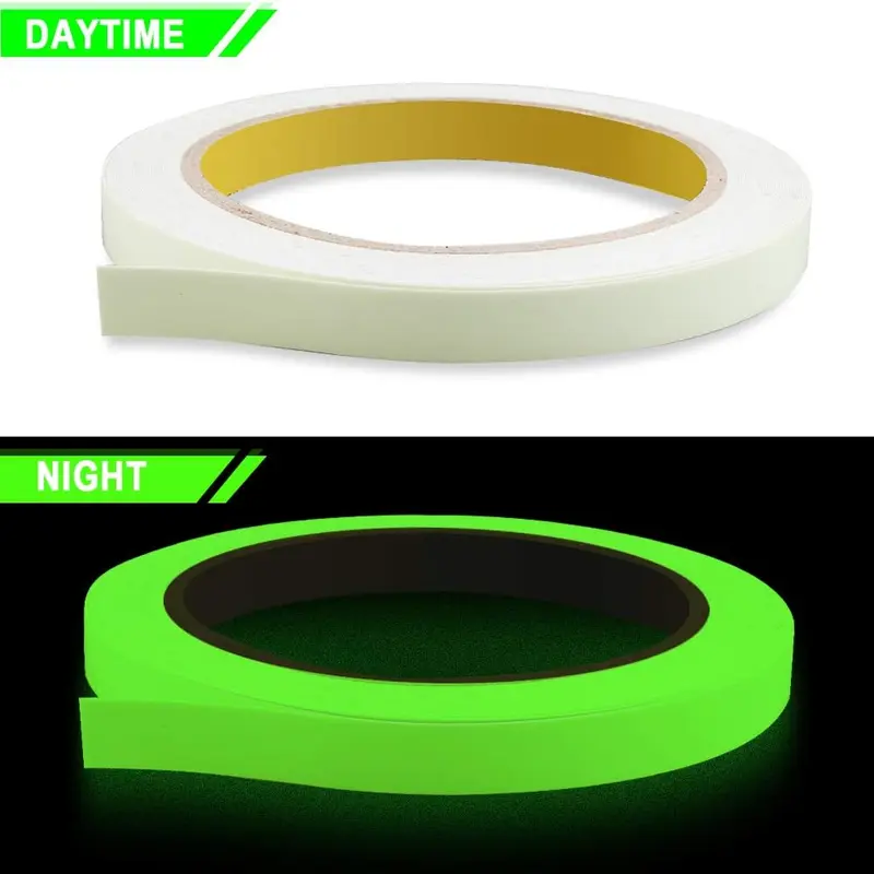 2PCS Luminous Tape,10m x 10mm Glow in Dark Tape Waterproof Fluorescent Adhesive Tape Warning Tape for Stairs Stage Supplies Decoration(Green Light) 1