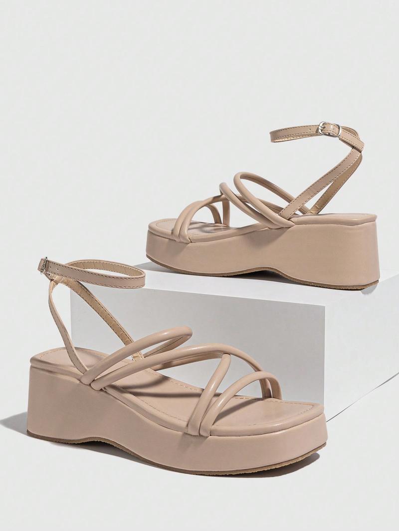 Product Introduction of 2025 Valentine's Day Elegant White Sandals For Women, Criss Cross Flatform Ankle Strap Sandals Spring And Summer 28