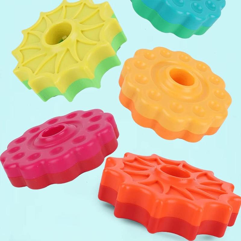 Baby Spinning Toy Rainbow Stacking, Baby Sensory Spin Gears Stacking Rings Toy, Baby Ring Stacker Toy, Montessori Plugging Toys BPA Free, Early Educational Learning Toys for 12 Months+ (6pcs) 7