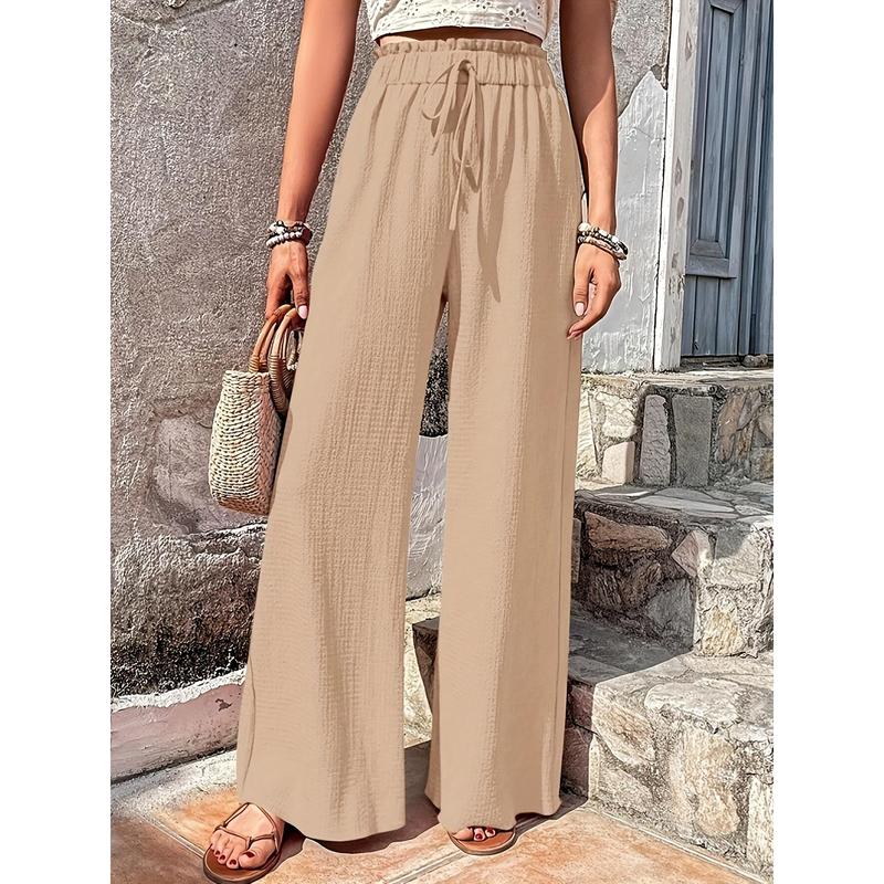 Chic Solid High Waist Wide Leg Pants - Breathable Casual Style for Spring & Summer - Fashionable Womens Clothing, Flattering Fit, Everyday Comfort 8