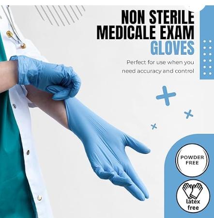 Professional Nitrile Powder Free Multi-Purpose Gloves, Disposable, Extra Strong - Box of 100 - Blue - Medium Cleaning 2