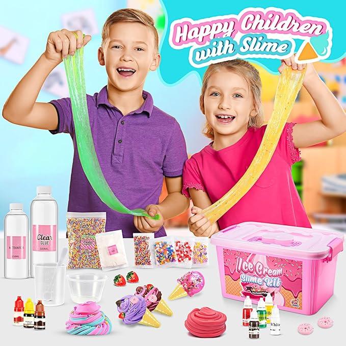 Slime Kits for Girls, 6 7 8 9 10 11 12 Year Old Girl Gifts Craft Kits for Kids Toys for 6-12 Year Old Boys Girls Ice Cream Slime Making Kit Girls Toys Age 6-12 Birthday Gifts for Kids 3