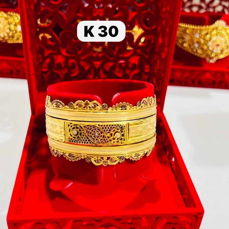 Original gold plated 3 bangles of Kara set with lacker colour polish. 3
