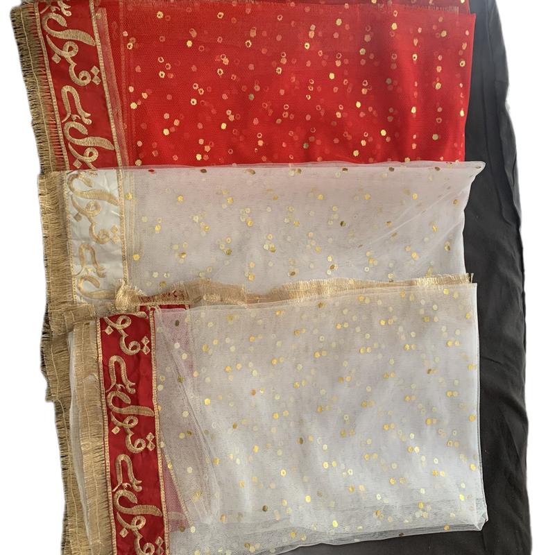 Bridal Qabool Hay Dubatta - Net Material - 3 Colours long tail dubatta 4yards 4
