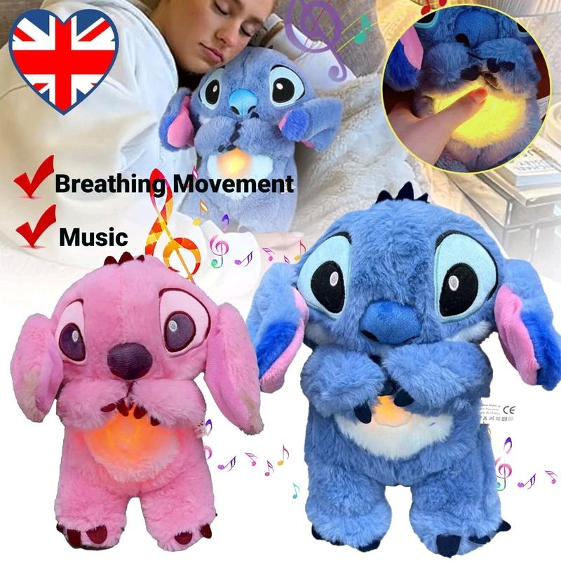 Blue Pink Lilac Teddy Breathing Musical Soothing Doll Sleep Stitch Toy Anxiety Relief Plush Toys 2