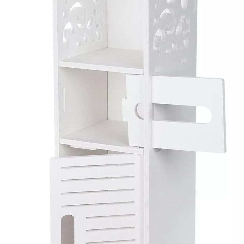 Waterproof Bathroom Storage Cabinet Free Standing Cabinet Organizer Unit White 6