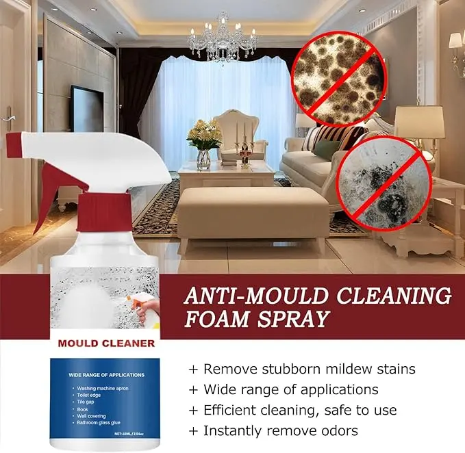 Mildew Cleaner Foam,Mould Removal Foam Spray,Mould Cleaner for Walls & Bathroom & Kitchen,Mould and Mildew Removal Spray,Black Mould Remover Spray,Mould Prevention Spray,Household Mould Removers 1