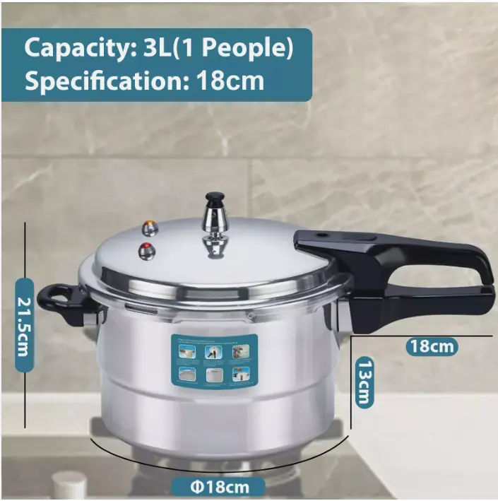 3L 5L 7L LITRE ALUMINIUM PRESSURE COOKER KITCHEN COOKWARE STEAMER POT UK 3