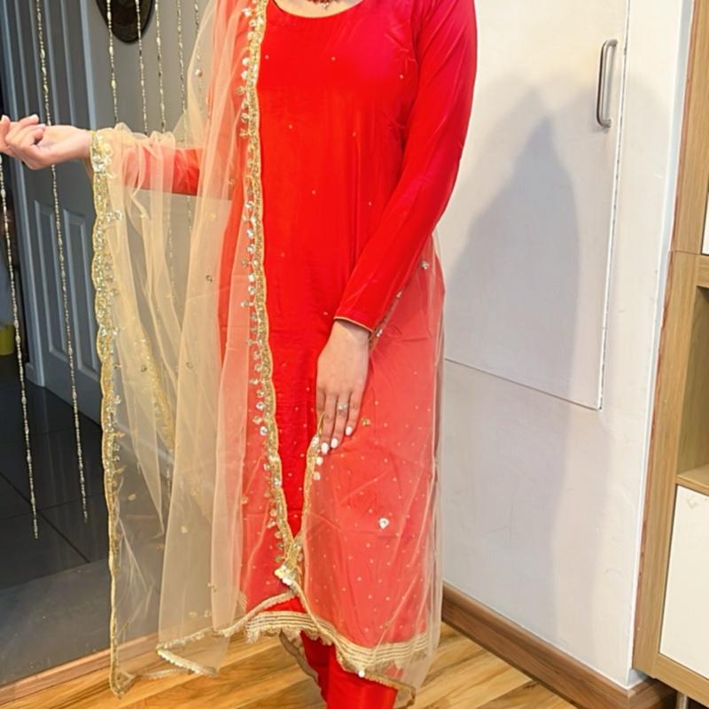 Women Beigish Gold  Net Dupatta with Gota Work. wallima Net hijab. Bridal scraf. Gift for her USA UK Canada 1