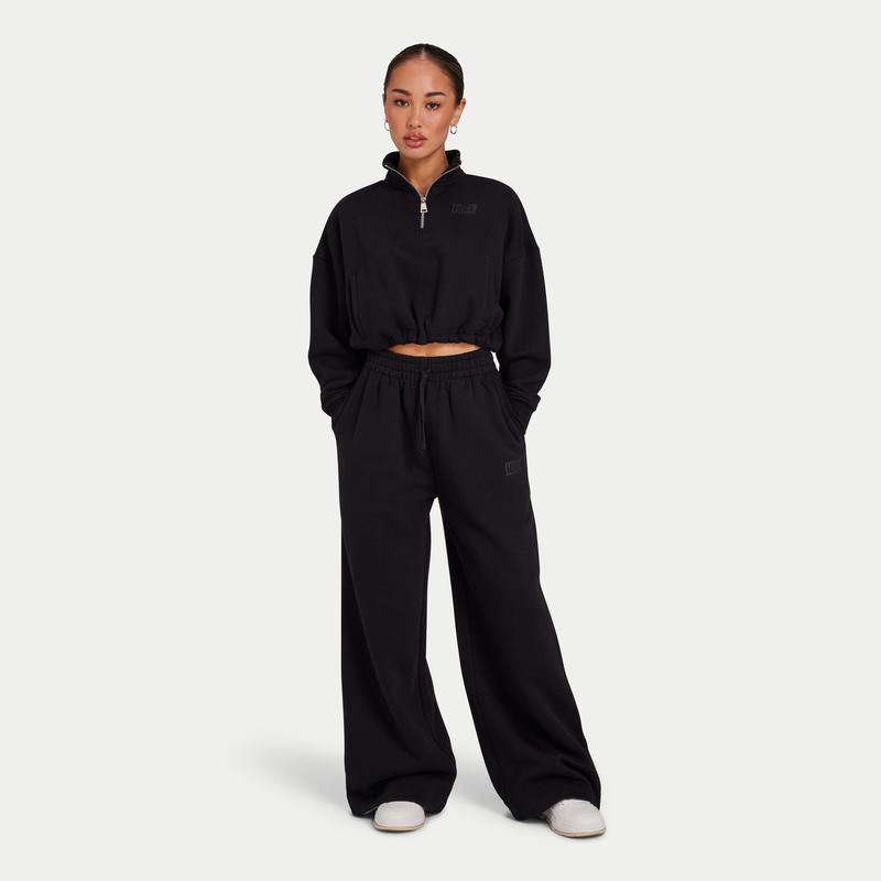 Womens Collective Wide Leg Sweatpant - Black 2