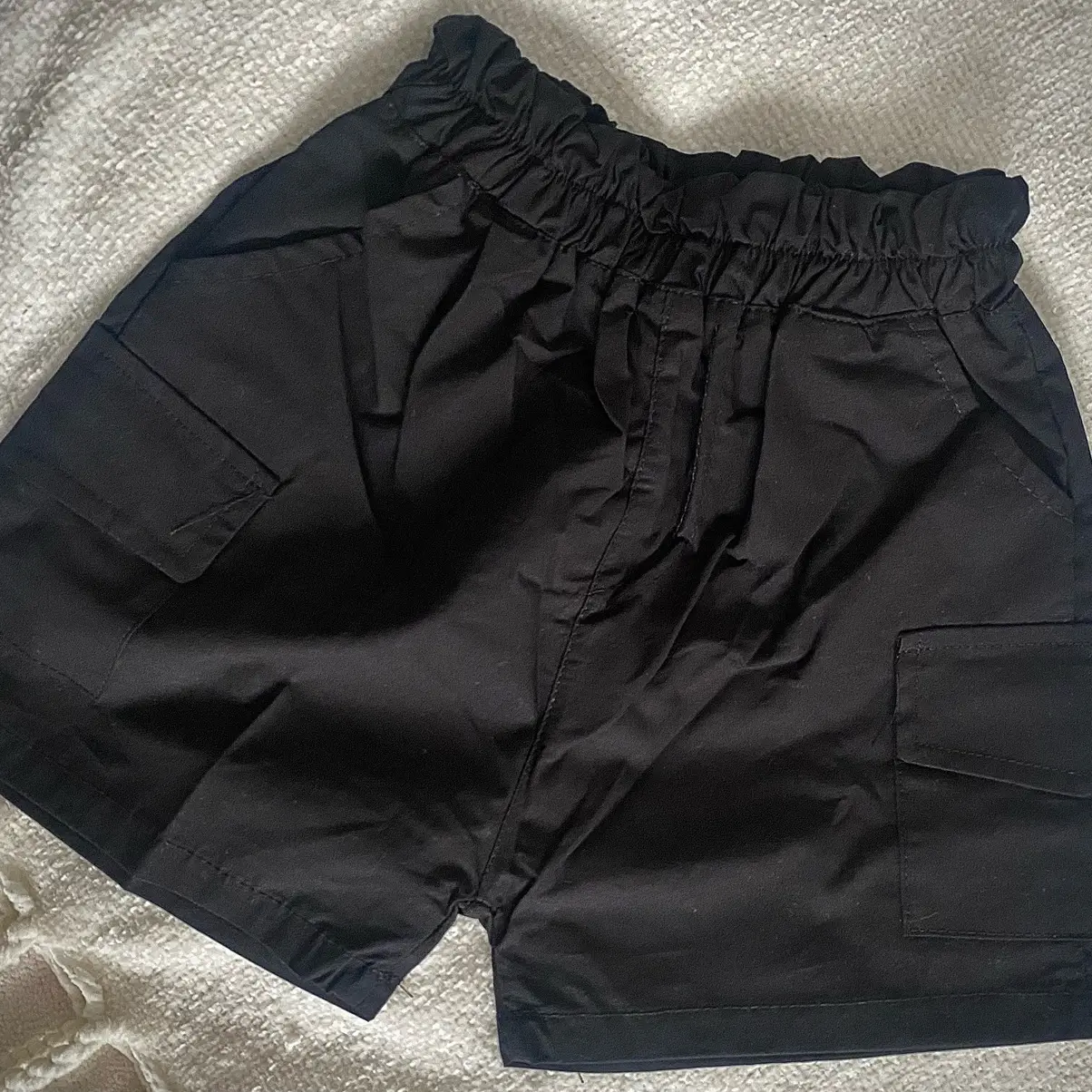 Kids Black Summer Cargo Shorts Plain