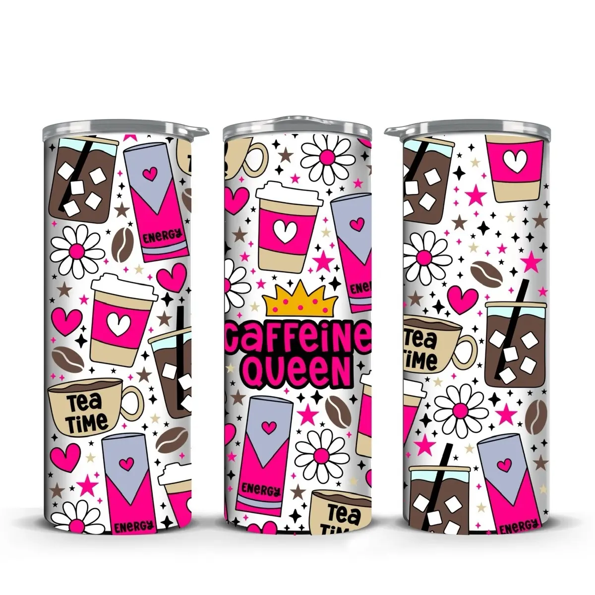 Caffeine queen 20oz tumbler Coffee Drink Drinkware Flasks Lid Stainless Steel Containers Tea Portable Mug Bottled