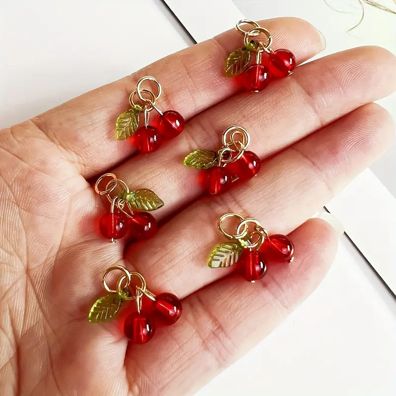 20 And 30 Cherry Pendants, Fruit Pendant Accessories for Necklaces, Earrings, Bracelets, DIY Cherry Phone Charms, Red Accessory Decorations. 7