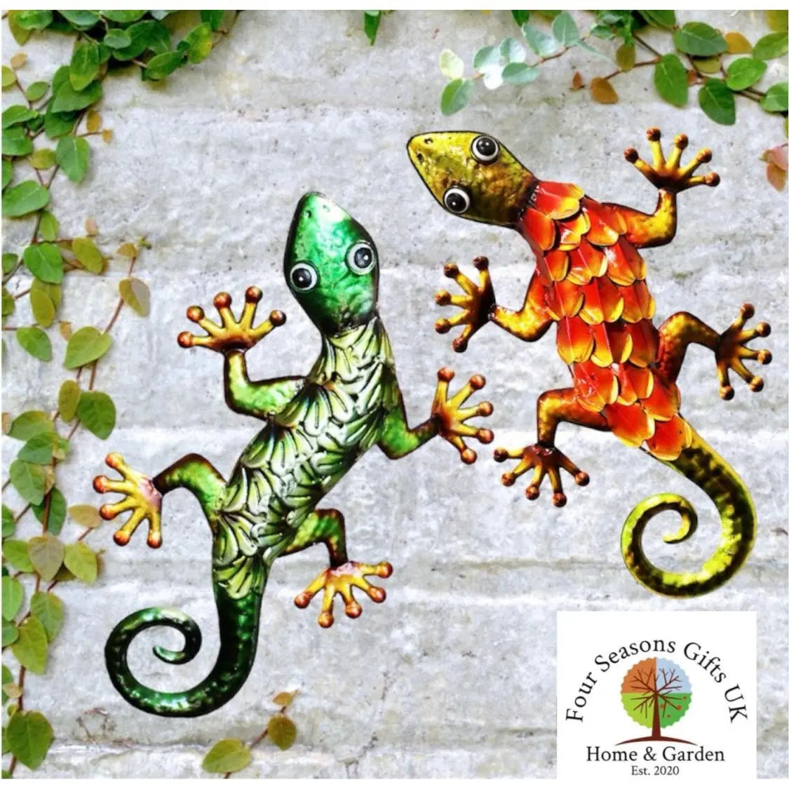 Decorative Gecko Metal Garden Wall Art Plaques, Brighten up Fences, Walls, Sheds, Summerhouses etc. - 2 Colours