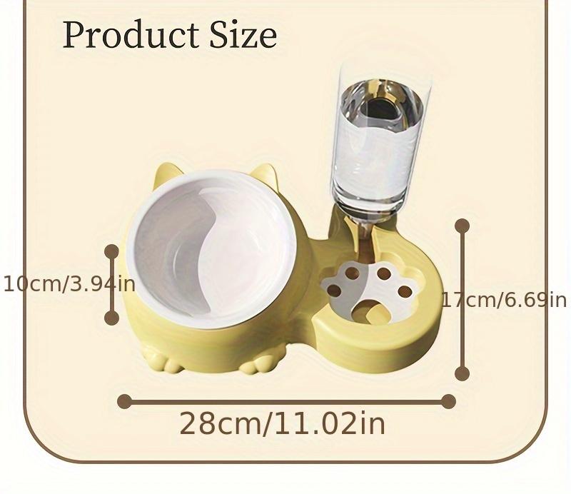 Product Introduction of Elevated Cat Double Bowls With Automatic Water Dispenser, Anti-Overturning, Stainless Steel Cat Inclined Food Bowl Water Bowl For Neck Protection 11