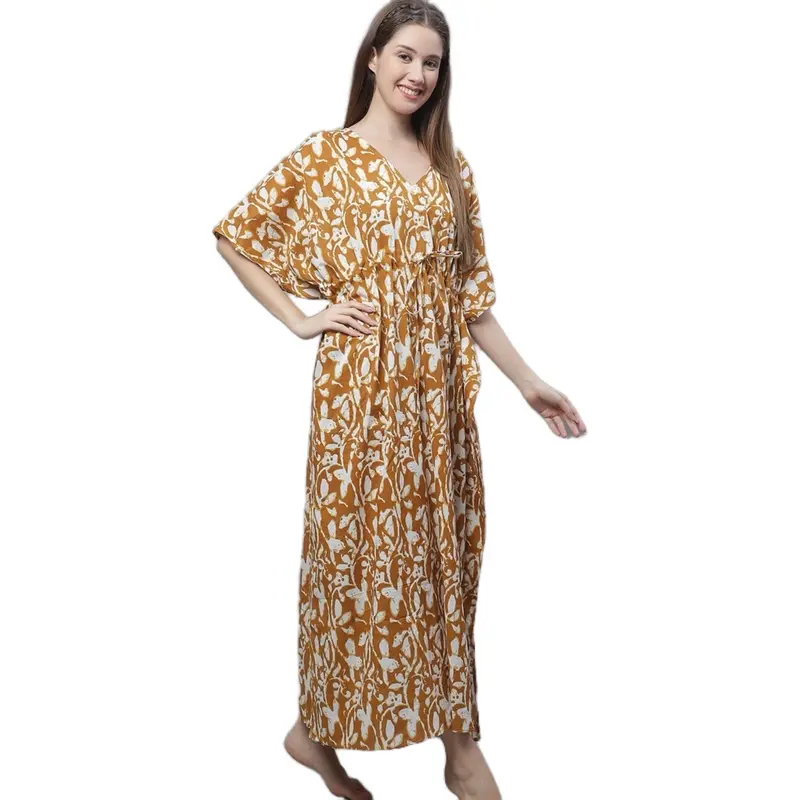 Floral printed pure cotton kaftan. Casual | Womenswear  | Comfortable Summer dress Batwing Boho Clothing Fabric Chic Elegance Everyday Feminine 3