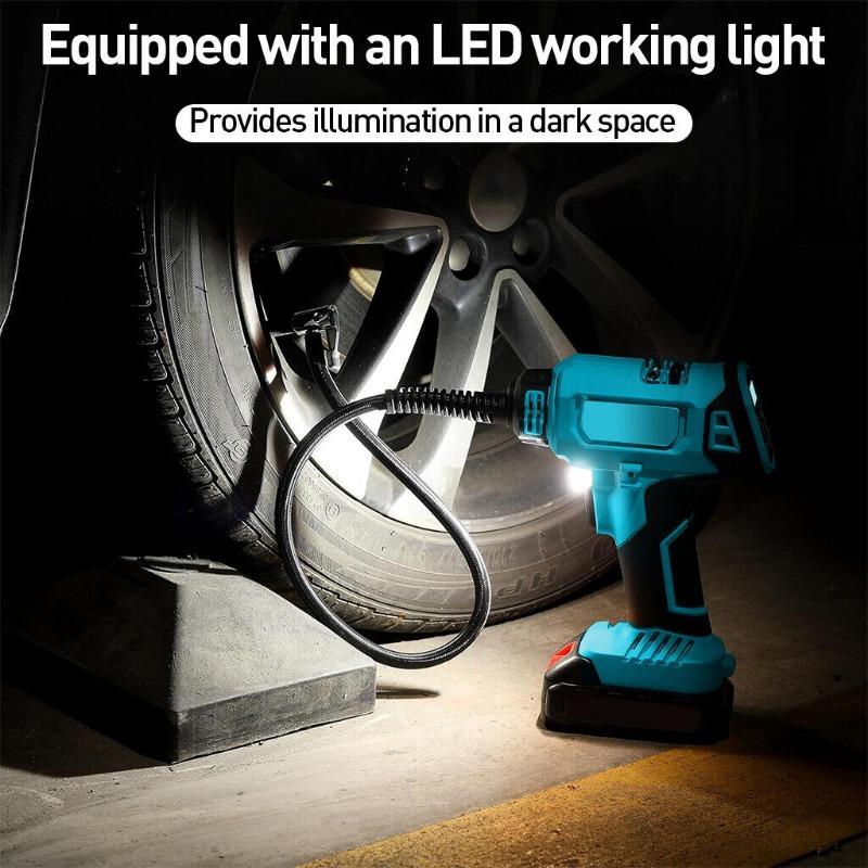 1pc Makita Cordless Air Pump for Car Tires, 18V 160PSI with 3m Power Cord & 4 Accessories, Multi-Function Wireless Electric Tire Inflator with LED Light, PVC Material 3