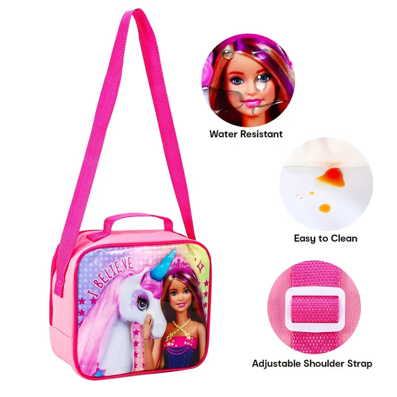 Barbie 3 piece Insulated School Lunch Bag Set 3