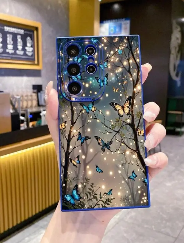 1pc Glow In The Dark Butterfly Design Shockproof Phone Case Compatible With All Phones Smartphone Cellphone Cover Casing Protection unique Protective