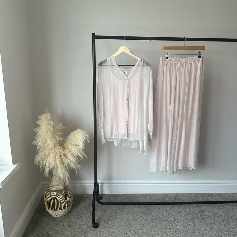 Plain Lightweight, Chiffon-Silk Feel, Summer Coords Button 8