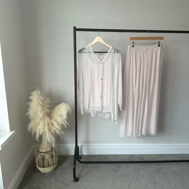 Plain Lightweight, Chiffon-Silk Feel, Summer Coords Button 8