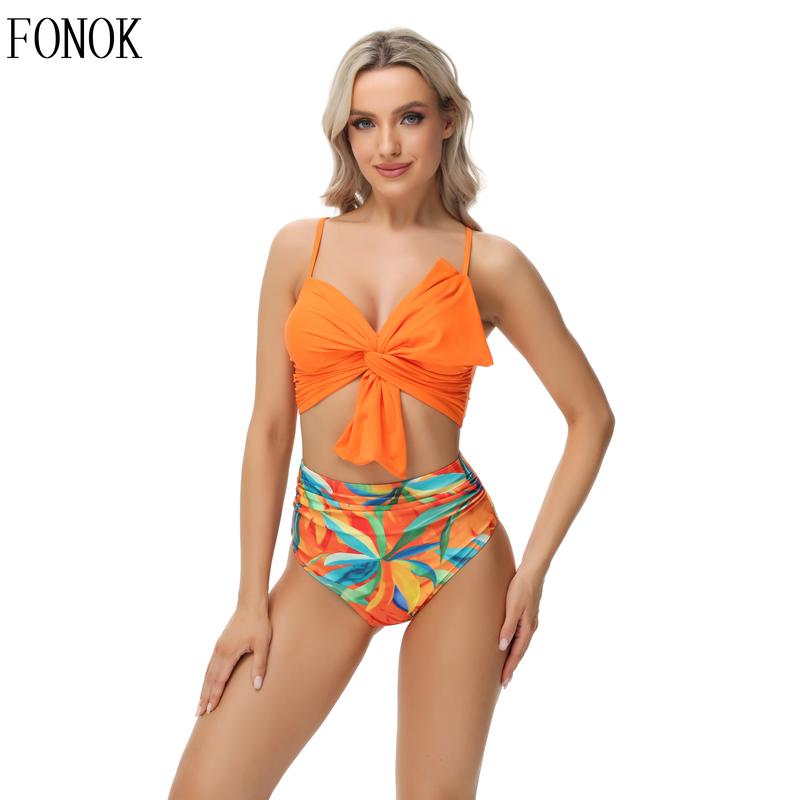 Women's Swimwear,2025 Summer New Seaside Vacation Bikini Set,  Bow Element Underwear Set 1