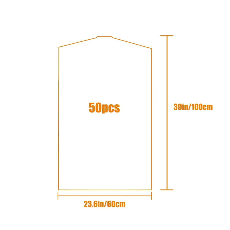 GoDyna 50PCS Garment Bags Suit Cover Bags 60x100cm Clear Clothes Covers Plastic Clothes Dust Bag Suit Dry Cleaning Bag Dustproof Dress Clothing Bag Waterproof Clothing Protective Bag for Men Women 3