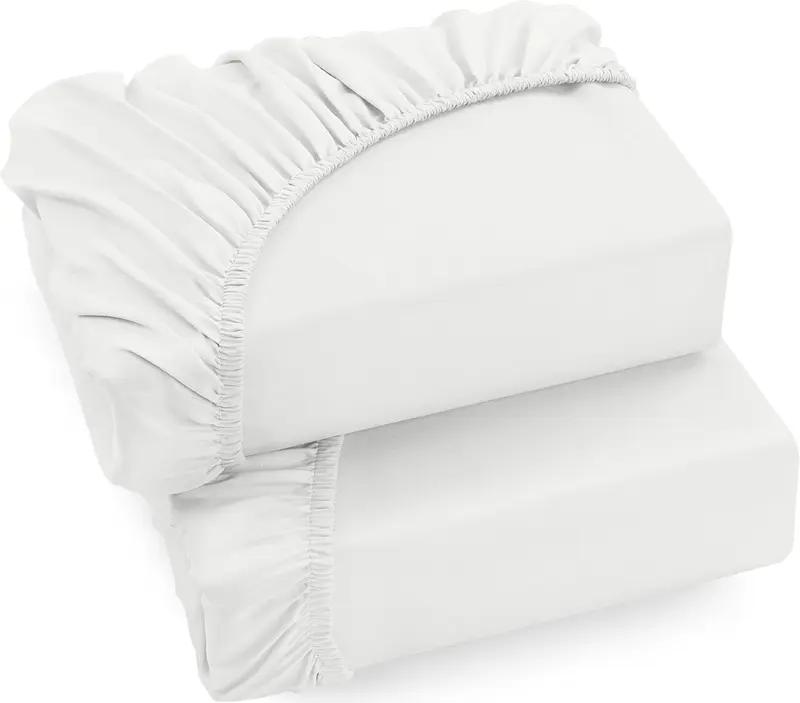 Bedding Fitted Sheet King (2 Pack), White - Deep Pocket 14 inch (35 cm) - Easy Care - Soft Brushed Microfibre Fabric - Shrinkage and Fade Resistant - Bottom Sheet 3