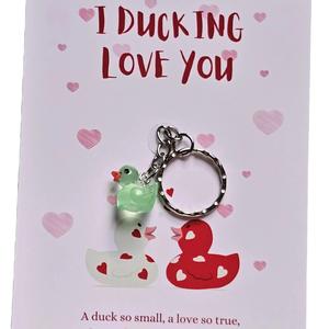 I Ducking love you, Glow in the Dark, Duck Keyring, Tiny Duck, Love you Keychain, Novelty Keyring