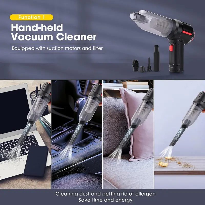 DIYARTS 3-in-1 Computer Vacuum Cleaner, Electronics Compressed Air Duster Blower, Portable Handheld Vacuum Cleaner, Rechargeable, Cordless Mini Keyboard Cleaner Kit for PC Computer Desk Car 5