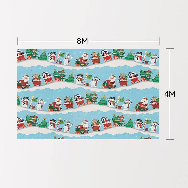 ANGIX Cute Christmas Wrapping Paper Roll with 32+ Matching Tags - 4 x 8m Sheets in 4 Different Colours 1