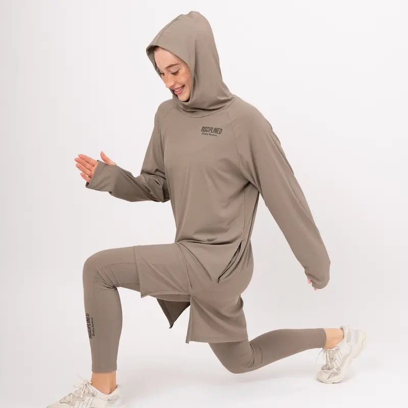 Stone Olive - Modest Activewear Hoodie 0