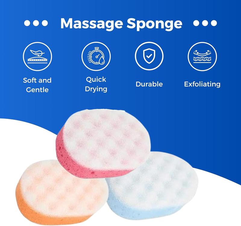 3 x Single Pack Of Coral Bath Massage Sponges Multi Color Family Pack Accessories Household 3