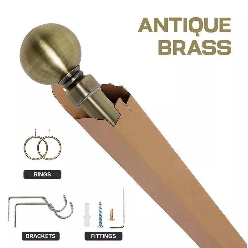 Metal Curtain Pole Extendable Chrome 28mm with Finials Rings Hooks Rod Fittings - Rust and Corrosion Resistant 1