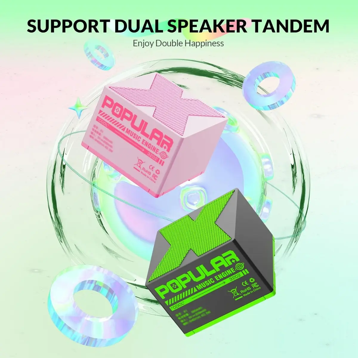 Portable Bluetooth Speakers,Mini Speaker Supports Dual Speaker Tandem,360°Stereo Sound, Wireless Speaker with 32 Foot Bluetooth Range, for Party,Outdoor, Travel, Home Mobile Magnetic Audio