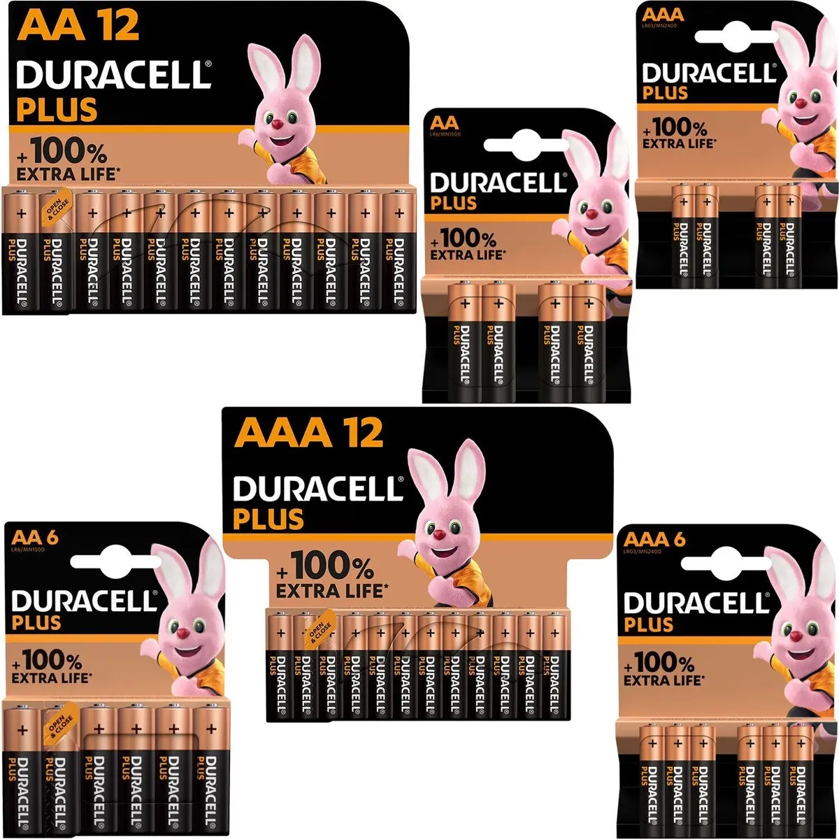 Duracell Plus Power Long Lasting Alkaline Batteries, AA Batteries and AAA Batteries in Various Quantities Accessories Digital Devices Phone Game Smartphone triple  battery