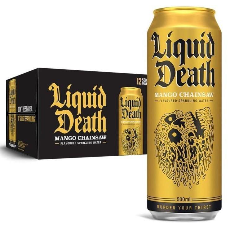 Product Introduction of Liquid Death Mango Chainsaw Sparkling Water Tallboy Size Cans 500ml, Pack of 12 Beverage 2