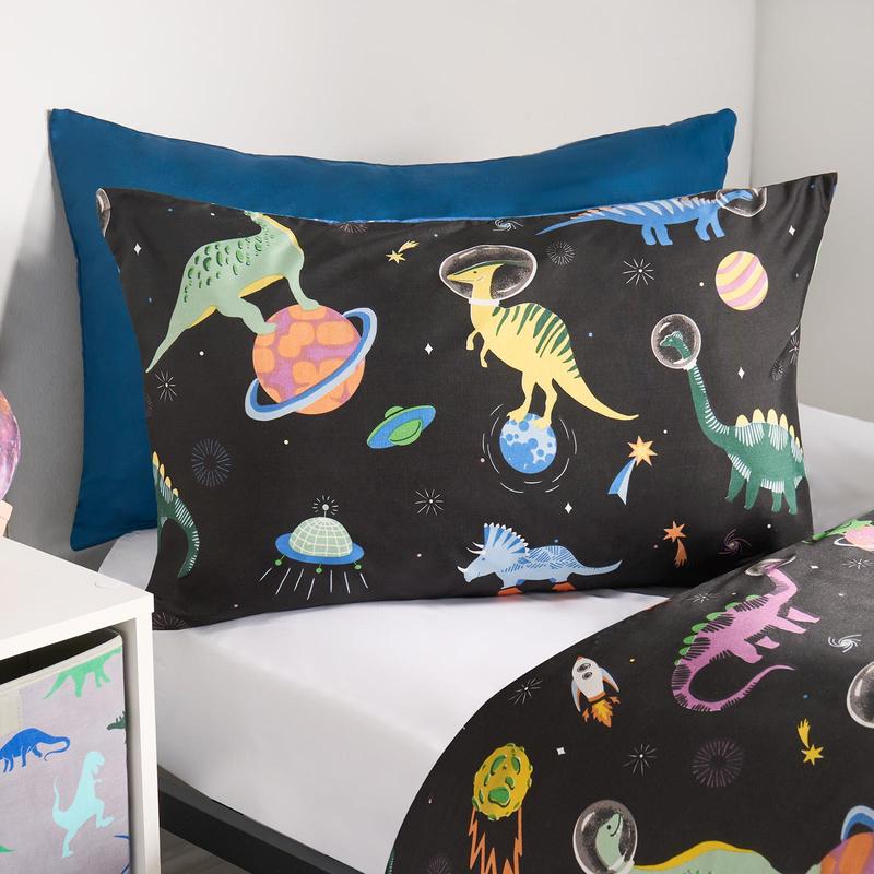OHS Space Duvet Cover Bedding Set Pillowcases Dino Reversible Quilt 1