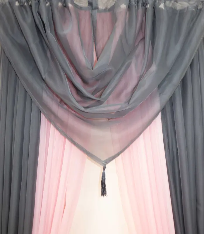 Tasselled Voile Swags 55cm Wide x 45cm Drop in Fashionable Colours curtain tiebacks 1