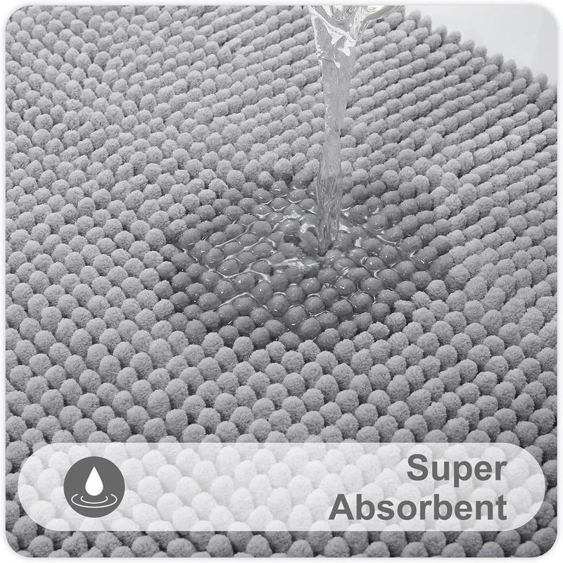 Product Introduction of Non Slip Chenille Bath Mat Extra Soft Bathroom Mat, Super Absorbent Fluffy Bath Mats for Bathroom, Machine-Washable Quick Dry Bath Rug Foot Mat, 40 x 60 cm, Grey Cozy 9