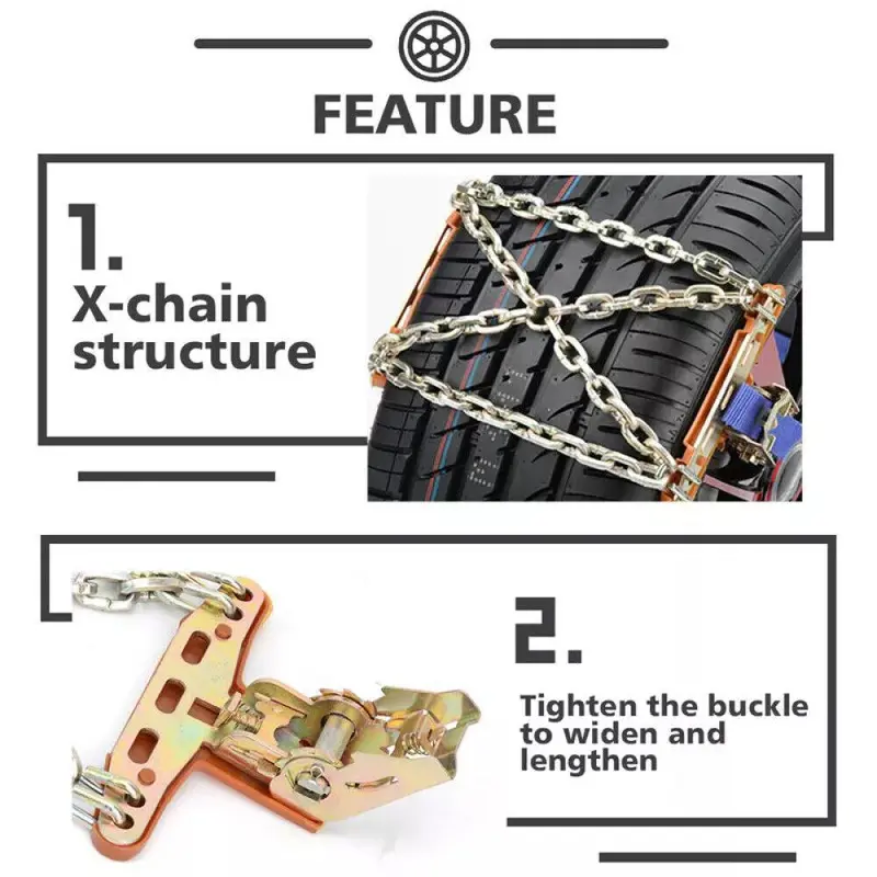 Wheel Tire Snow Anti-skid Chains for Car Truck SUV Emergency Universa Strap 8