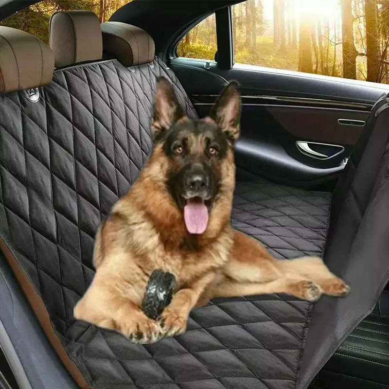 FOR KIA STINGER  -  Premium Quilted Dog Cat Pet Hammock Black Rear Car Seat Cover 0