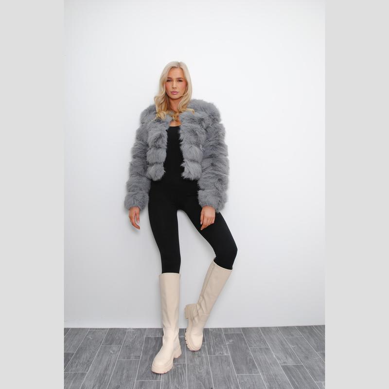 Cropped Faux Fur Jacket 8