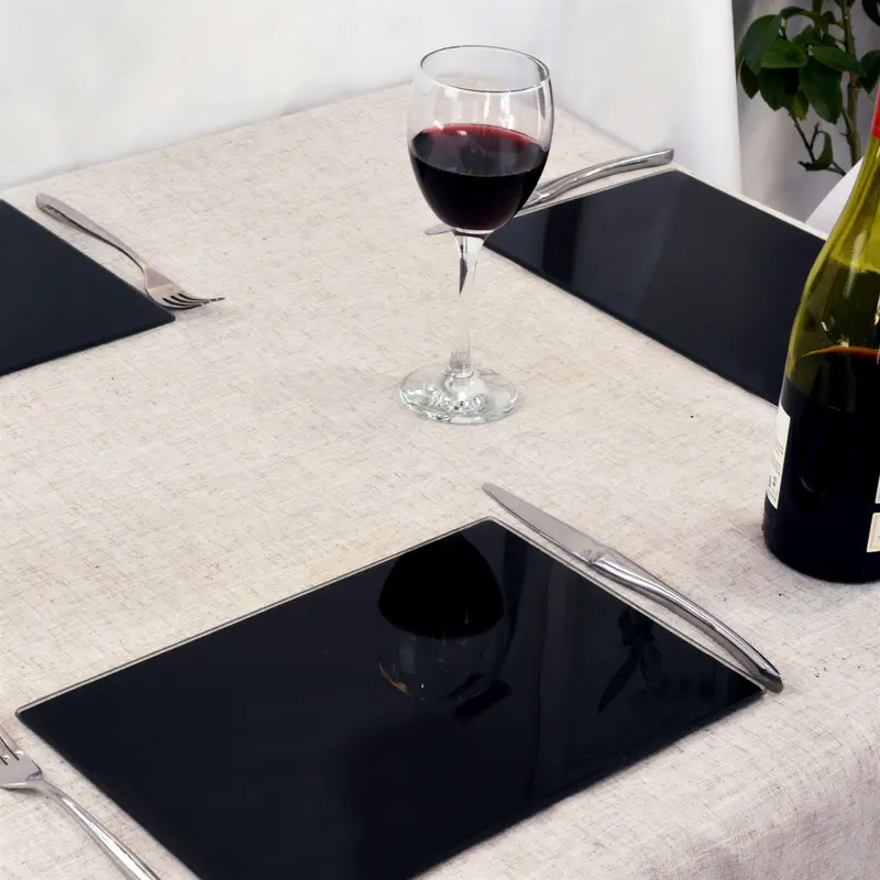 Harbour Housewares 12pc Glass Placemats & Coasters Set - 30cm x 20cm 4