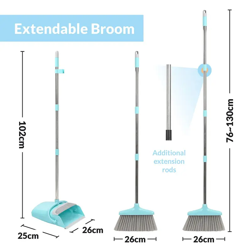 Strong Metal Handle Dustpan and Brush Set for Home Cleaning 4